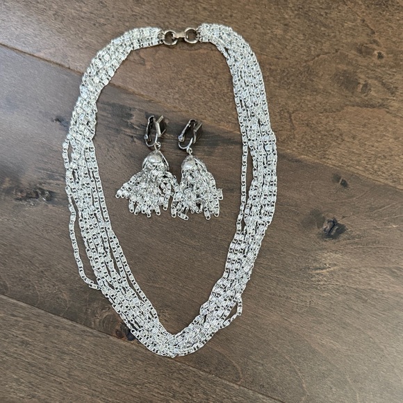Sarah Coventry Jewelry - Vintage Sarah Coventry Silver Necklace and Clip On Earring Set